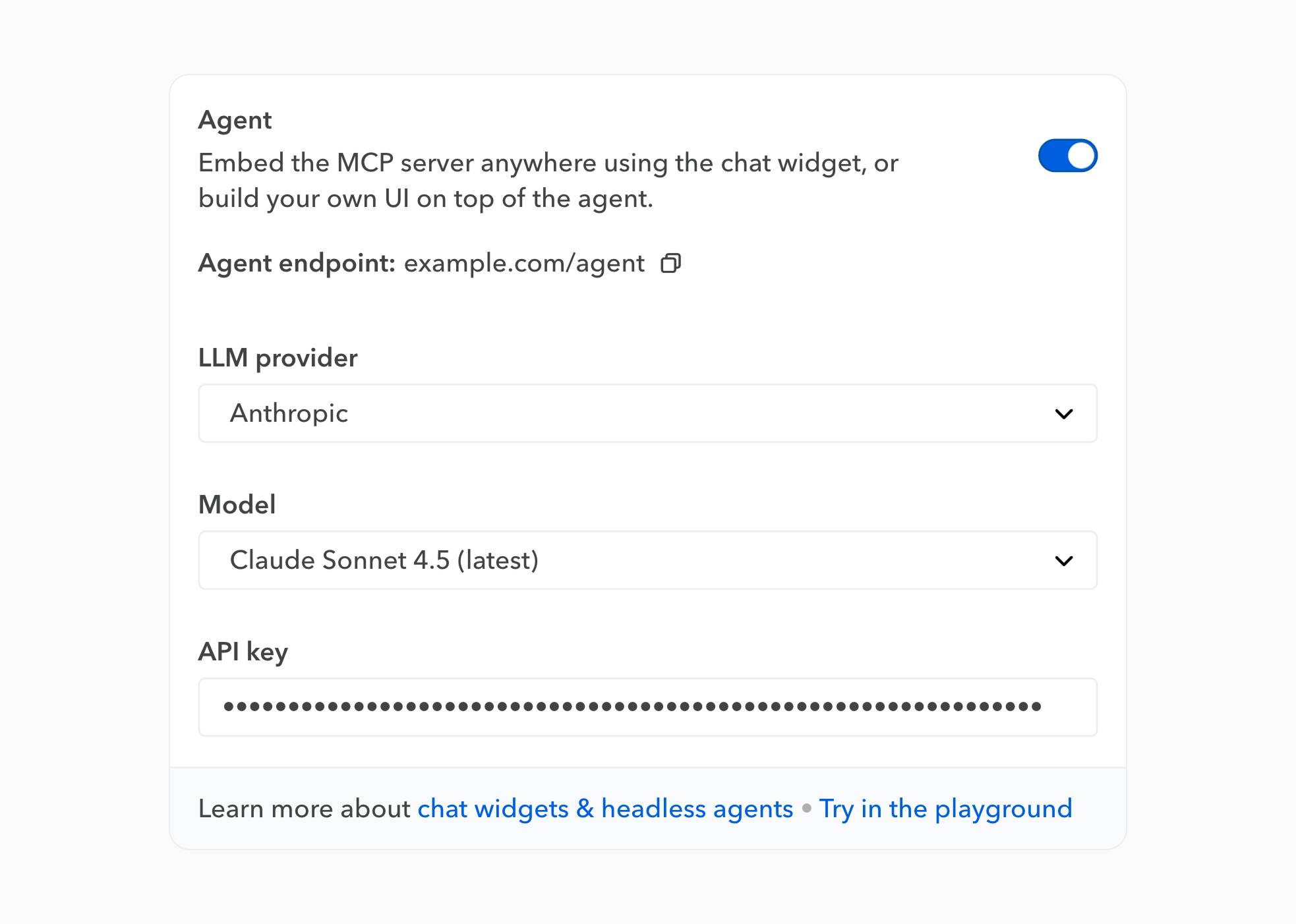 LLM picker for agent server settings