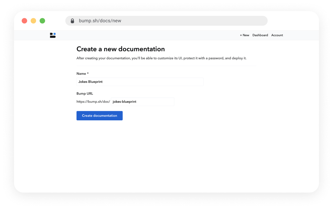 Bump new documentation screen