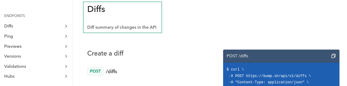 Diff attribute in the generated API documentation