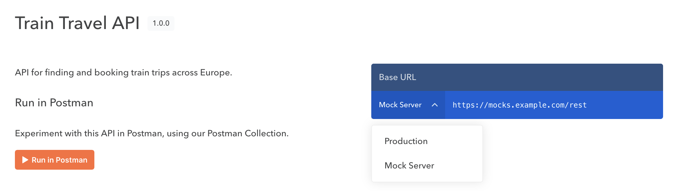 The select box apears on the Bump.sh API documentation allowing users to pick between servers based on server name